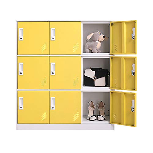 Living Room Organizers and Storage Small Metal Storage Cabinet with Lock for Toy and Cloth and self Belonging Storage (Yellow, 9D)