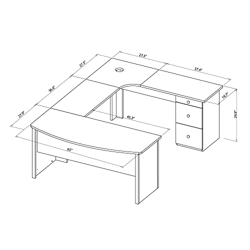 Realspace® Broadstreet 65"W U-Shaped Executive Corner Desk, Cherry