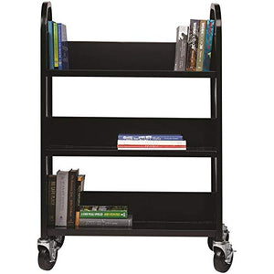 Hirsh Industries Single Sided Book Cart - Black 21789