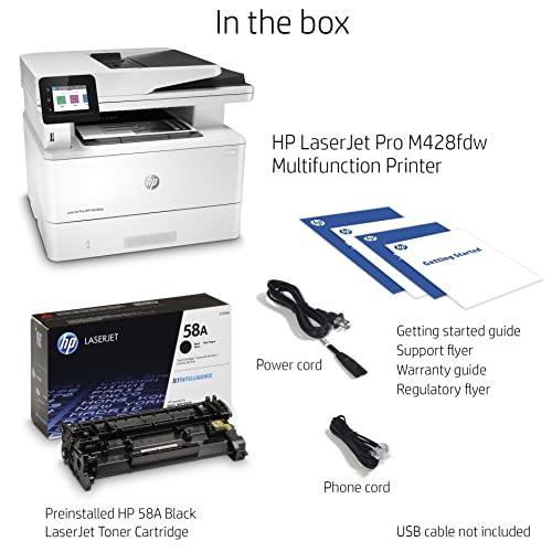 HP Laserjet Pro MFP M428 fdw All-in-One Wireless Monochrome Laser Printer - Print Scan Copy Fax - 2.7" Touchscreen CGD, 40 ppm, 1200 x 1200 dpi, Auto 2-Sided Printing, 50-Sheet ADF, Ethernet