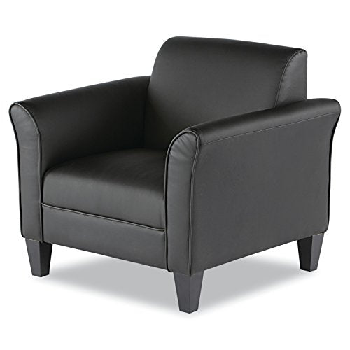 Alera ALERL23LS10B Reception Lounge Series Club Chair, Black/Black Leather