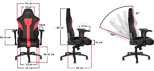 GT OMEGA Master XL Racing Gaming Chair with Lumbar Support - Heavy Duty Ergonomic Office Desk Chair with 4D Adjustable Armrest & Recliner - PVC Leather Esport Seat for Racing Console - Black & Red