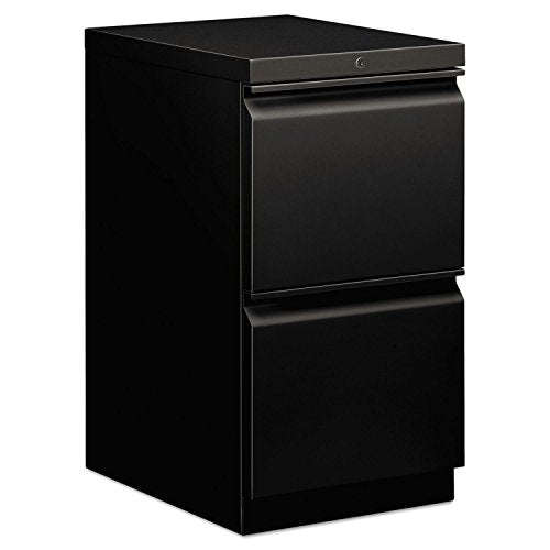 HON Efficiencies Mobile Pedestal File with Two File Drawers, Black