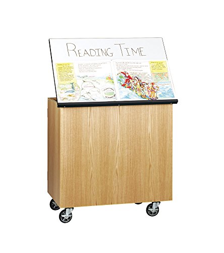Diversified Woodcraft 4901K UV Finish Oak Wood Write-n-Roll Cabinet with Swivel Caster, Marker Board Top, 36" Width x 36" Height x 24" Depth