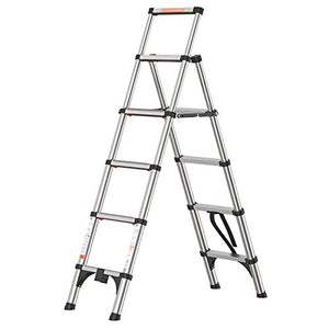 LUCEAE Folding Aluminum Alloy 4/5/6 Step Ladder with Handgrip & Non-Slip Pads