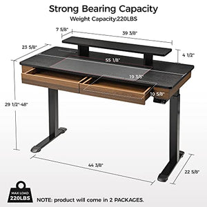 EUREKA ERGONOMIC Standing Desk with 2 Drawers, 55" Dual-Motor Height Adjustable Sit Stand Up Desk