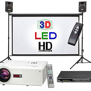 Backyard Theater Systems Indoor/Outdoor Theater Kit | Silverscreen Series System | 1080pHD Savi 4000 Lumen Projector, Sound System, Streaming Device w/WiFi (SS-100)