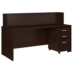 Bush Business Furniture Series C 72W x 30D Reception Desk with Mobile File Cabinet in Mocha Cherry