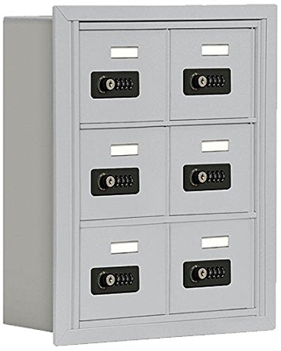 Salsbury Industries 19035-06ARC Cell Phone-3 Unit Recessed Mounted-Resettable Combination Locks with 5-Inch Diameter Compartments, Aluminum