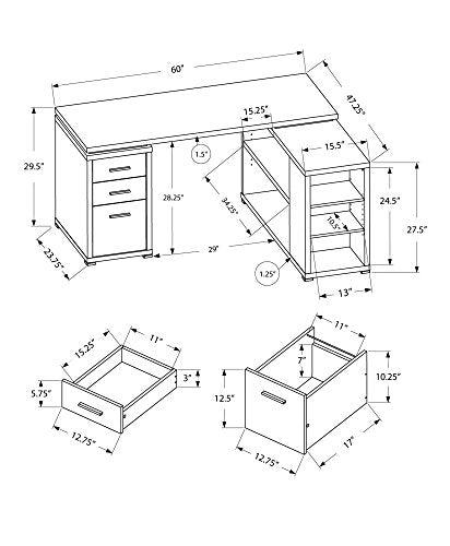 Monarch Specialties Computer Desk - Left or Right Facing Corner | Capuccino