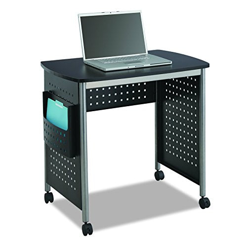 Safco Products 1907BL Scoot Sit Down Computer Workstation Desk with File Pocket, Black