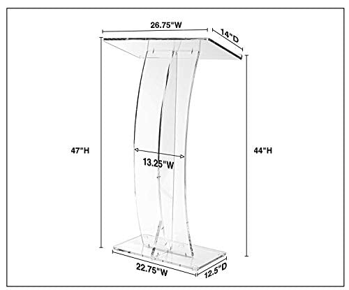 AdirOffice Black Acrylic Podium for Churches, Weddings, Lecterns