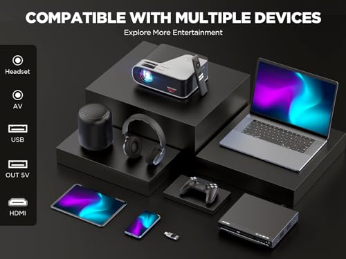 DBPOWER Netflix Officially-Licensed 1080p Movie Projector with 5G WiFi and Bluetooth, 500ANSI Portable Smart Projector 4K