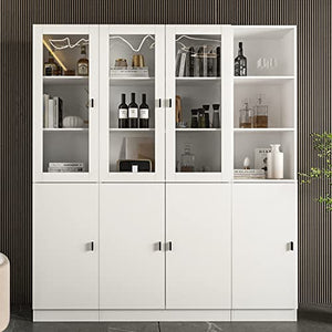 AIEGLE 3-pc Large Bookshelf Set with Glass Door, White (62.9" W x 12.2" D x 70.9" H)