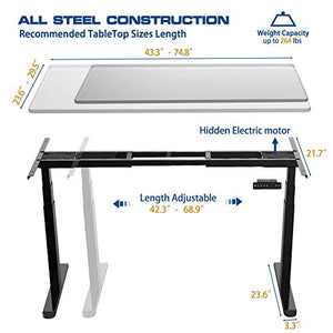 AIMEZO Dual Motor Electric Adjustable Desk Base Standing Workstation Smart Desk Adjustable Height Sit Stand Home Office Standing Desk Frame with 3 Tiers Legs/ 4 Memory Preset Button Controller