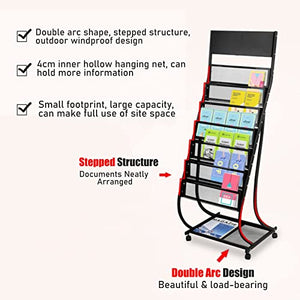 CIRCIR Tall Black 7-Layer Floor Standing Brochure Holder Stand