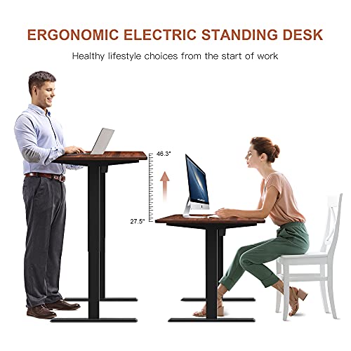 HOUSEELF Electric Adjustable Standing Desk - 55 x 28 Inches Sit Stand Computer Desk with Large Wooden Desktop for Home, Office, Workstation, Easy to Assemble, Walnut