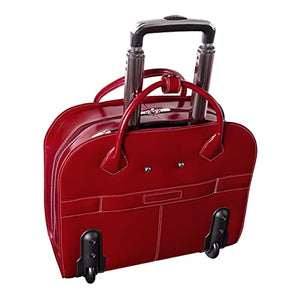 McKlein, L Series, Granville, Top Grain Cowhide Leather, 15" Leather Wheeled Ladies' Laptop Briefcase, Red (96146A)