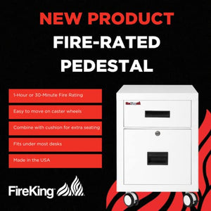 FireKing Mobile Pedestal 1-Hour Fire-Rated File Cabinet