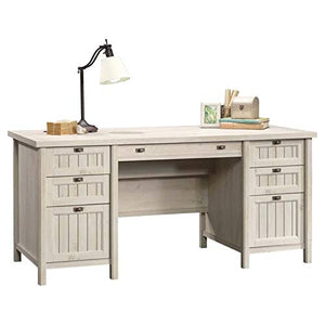 Pemberly Row Home Office Executive Desk with 2 Letter/Legal File Drawers in Chalked Chestnut