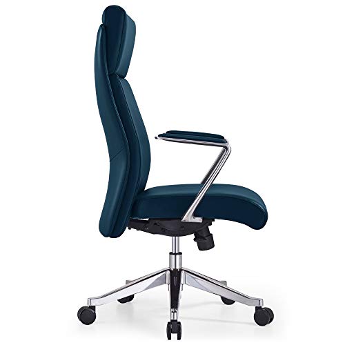 Adjustable Ergonomic Draper Leather Executive Chair with Aluminum Frame Dark Teal
