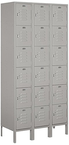 Salsbury Industries 66365GY-U Six Tier Box Style 36-Inch Wide 6-Feet High 15-Inch Deep Unassembled Standard Metal Locker, Gray