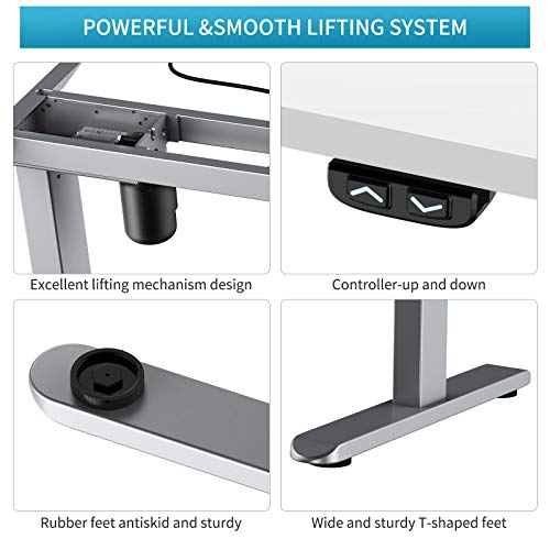 Wistopht Electric Standing Desk Frame，Single Motor Height Adjustable Sit Stand Standing Desk Base Workstation with Memory Preset LED Handset Controller