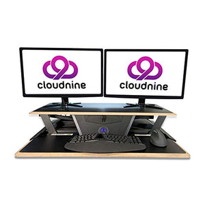 Cloud Nine Shift Desk – 36” Electric Height Adjustable Desk Converter – Sit to Stand Desktop Converter - Electric Standing Desk Converter - Fits Dual Monitors (Black)