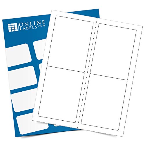 3.5 x 5 Rectangle Mailing, Shipping Labels - Permanent, White Matte - 4-Up - Perforated - Pack of 8,000 Labels, 2,000 Sheets - Inkjet/Laser Printers - Online Labels