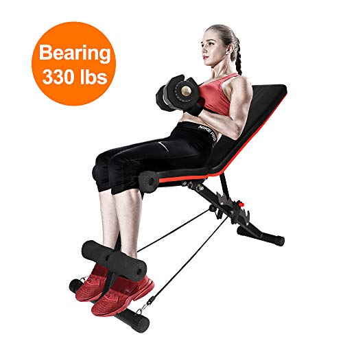 Ativafit Adjustable Weight Bench for Full Body Workout Multi-Purpose Utility Weight Bench Foldable Flat Bench Press for Home Gym… (Black)