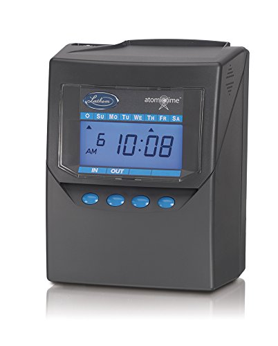 Lathem Calculating Atomic Time Clock, For 100 Employees, Includes Mounting Clip, Gray (7500E)