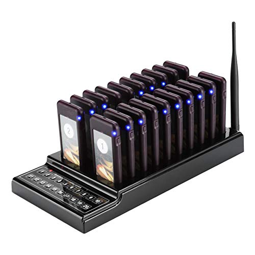 Tosuny Wireless Restaurant Paging System with 20 Pagers & Keypad
