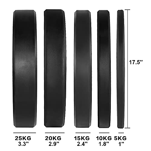 AMGYM KG Bumper Plates Olympic Weight Plates 2 inch Steel Insert, Strength Training(70kg Set)