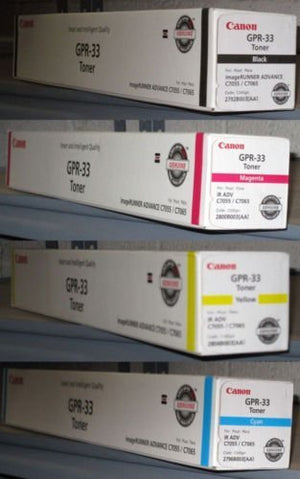 Canon GPR-33 OEM Genuine Toner Cartridge Combo for Canon ImageRunner C7055/C7065 Printer BCMY One Each: 2792B003AA, 2796B003AA, 2800B003AA, 2804B003AA