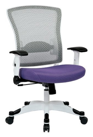 SPACE Seating Breathable Mesh Back and Padded Mesh Seat, Adjustable Arms, Tilt Tension and Lumbar Support with White Coated Nylon Frame Managers Chair, Purple