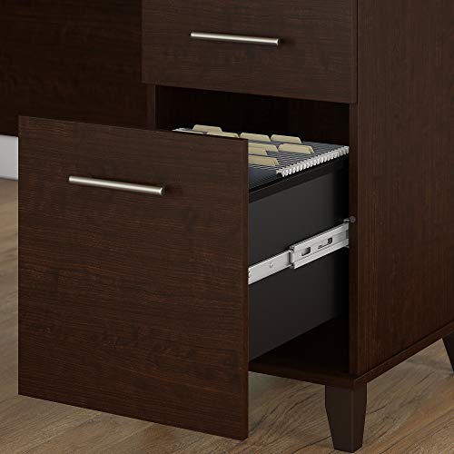 Bush Furniture Somerset 60W L Shaped Desk with Hutch and 5 Shelf Bookcase