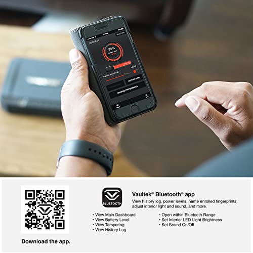 VAULTEK VT Full-Size Handgun Bluetooth Smart Safe Multiple Pistol Safe with Auto-Open Lid and Rechargeable Battery(Black)