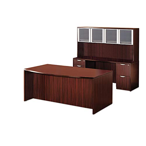 Alera ALEVA227236MY Valencia Bow Front Desk Shell, 71w x 35 1/2d to 41 3/8d x 29 5/8h, Mahogany
