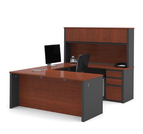 Bestar Prestige + U-Shaped Workstation kit, Bordeaux/Graphite