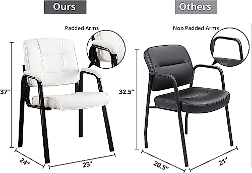 Naomi Home Mindy Office Guest Chair Set of 8 - Luxurious Leather Executive Chairs Set for Reception, Conference, Lobby - White