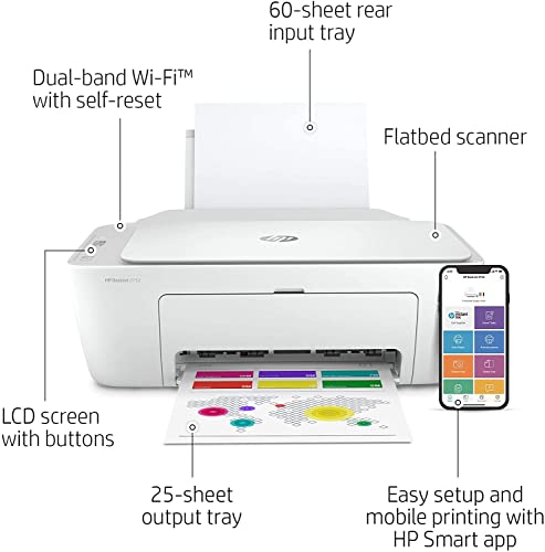 H-P All-in-One Wireless Color Inkjet Printer, Print, Copy, Scan, Wireless USB Connectivity Mobile Printing with NeeGo 6 Feet Printer Cable