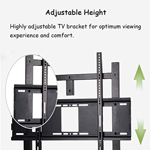 TV Rack Furniture Commercial TV Mobile Cart for 55"-95" Flat Panel Screens, Black Heavy Duty 2 Shelf and Locking Wheels,Load 155kg TV Rack Full Motion