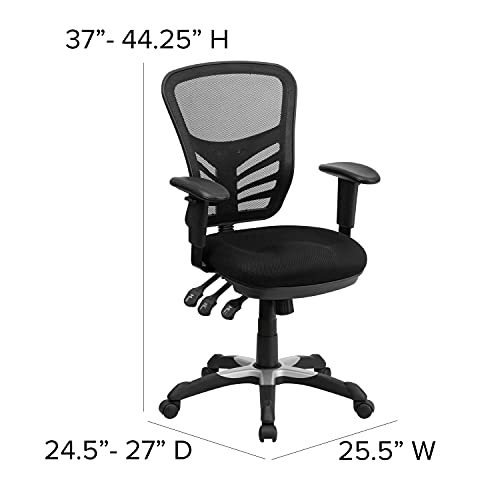 Flash Furniture Mid-Back Black Mesh Multifunction Executive Swivel Ergonomic Office Chair with Adjustable Arms