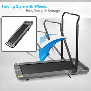 Smart Digital Foldable Fitness Treadmill - Compact Slim Folding Electric Indoor Home Gym Exercise Running Machine with 50.0" x 18.0" belt, Automatic Speed Adjustment, Safety Key - SereneLife SLFTRD60