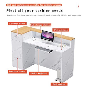 ZXLBTNB Reception Desk Checkout Counter, L-Shaped Cashier Station, Modern Clothing Store Furniture