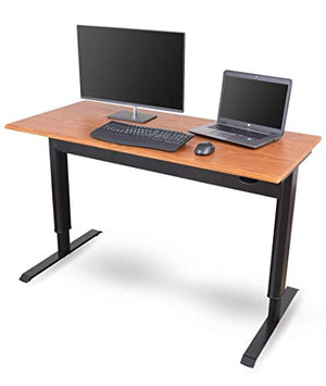 Stand Up Desk Store Pneumatic Adjustable Height Standing Desk Computer Workstation (Black Frame/Teak Top, 56" Wide)
