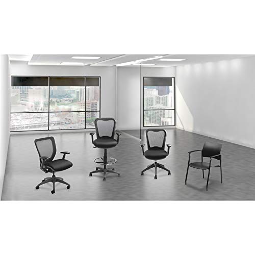Lorell 25981 Mesh-Back Drafting Sitting Stool, 30" x 18" x 29", Black