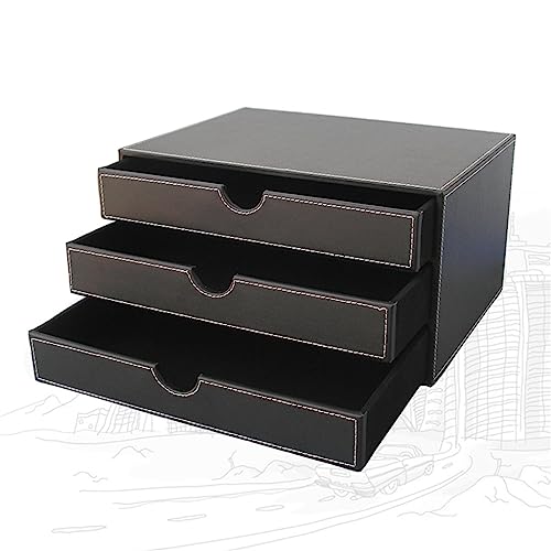 JSSFD 5 Pcs Office Stationery Desk Organizer Set File Rack Desktop Storage Organizer Wood Napkin Holder Memo Box