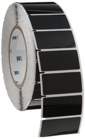Brady THTEP-173-593-.5BK 2" Width x 1" Height, B-593 Adhesive-Taped Polyester, Gloss Finish Black Thermal Transfer Printer Raised Panel Label (500 per Roll)