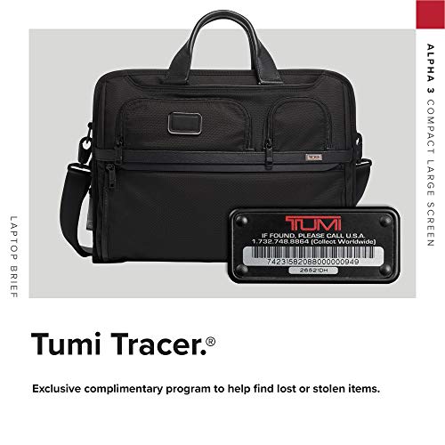 TUMI - Alpha 3 Compact Large Screen Laptop Brief Briefcase - 17 Inch Computer Bag for Men and Women - Black